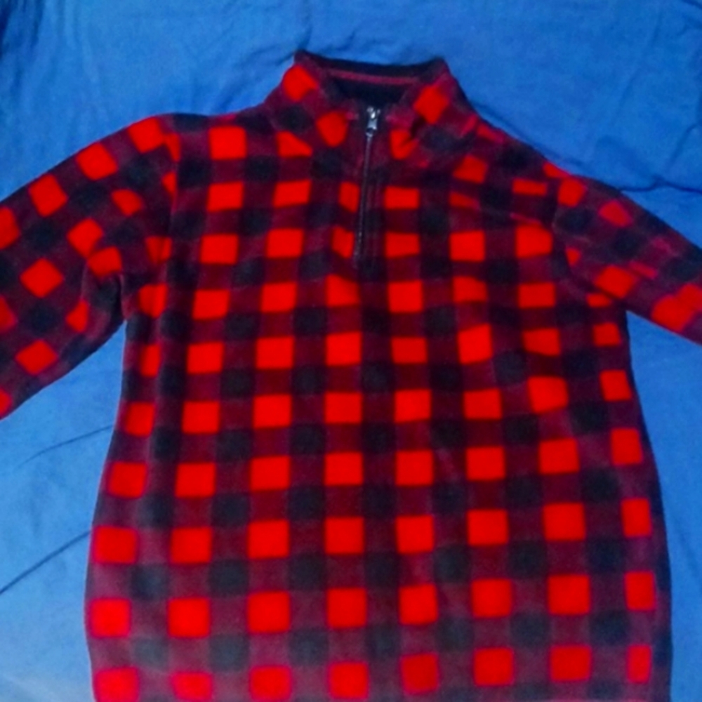 The Children's Place Red and Black Zip up Fleece and fleece pants Set